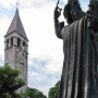 The statue of Gregory of Nin (Grgur Ninski) - a 10th century bishop and the Chapel of Arnir on the left.